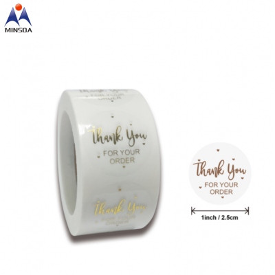 Wholesales Printed Thank You Sticker Gold Foil Stamping Transparent Sticker Roll For Packaging