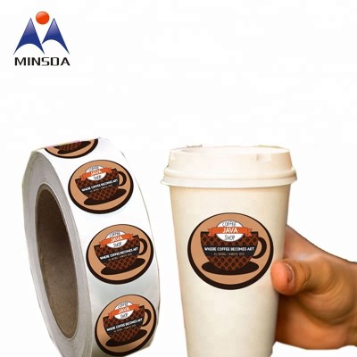 Custom Printing Coffee Cup Waterproof Self Adhesive Vinyl Stickers