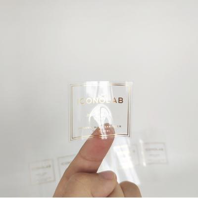 Waterproof Transparent Custom Sticker Gold Foil Logo Stickers Removable Clear Label